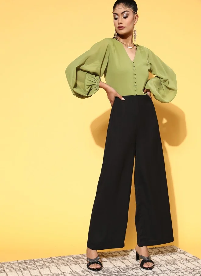 Women's Colourblock Jumpsuit Green