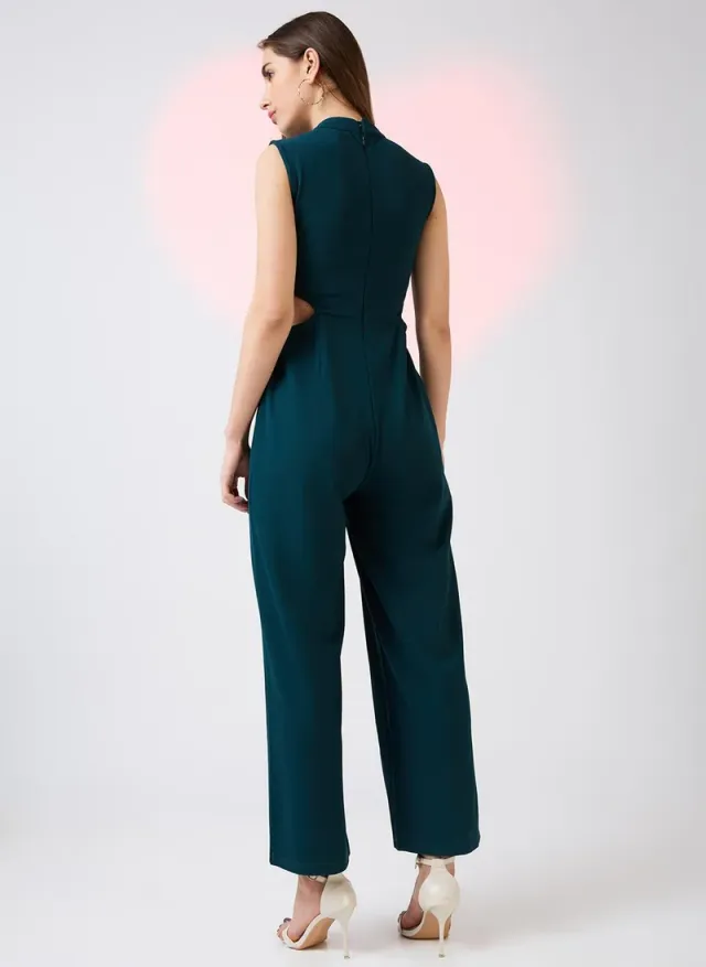 Women's Sleeveless High Neck Jumpsuit with Waist Cut-Out Detail – image 4