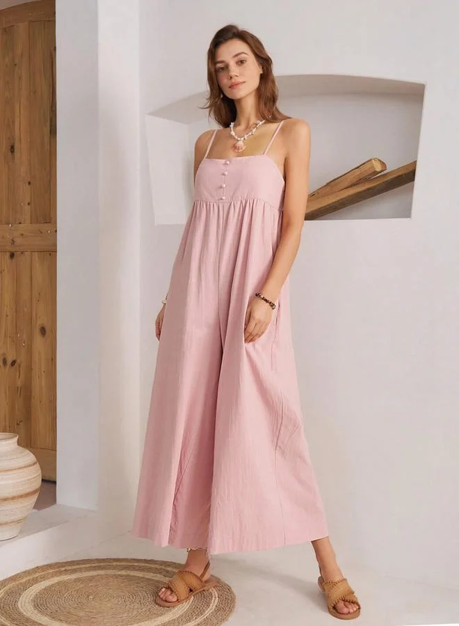 Strappy Wide Leg Jumpsuit Pink
