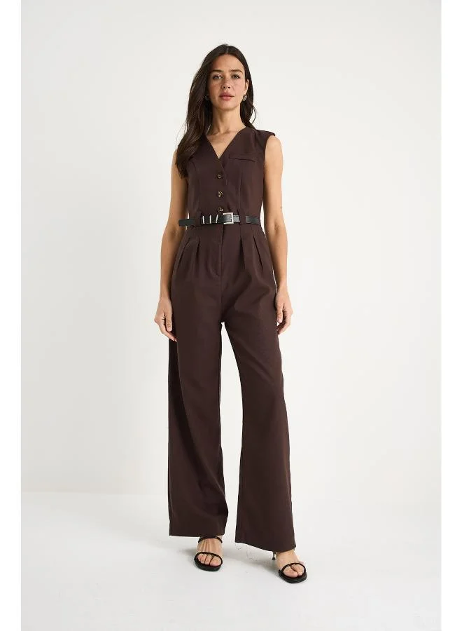 Tailored Button Up Jumpsuit