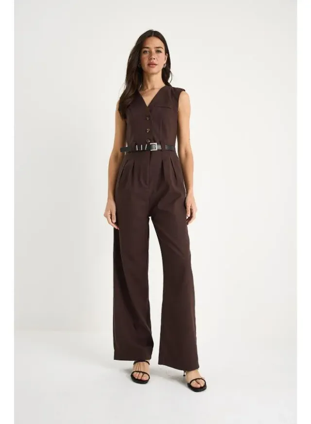 Tailored Button Up Jumpsuit