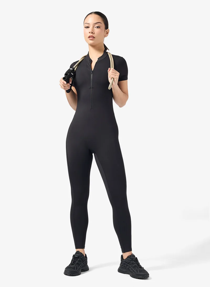 Back Cutout Zip Up Onesie