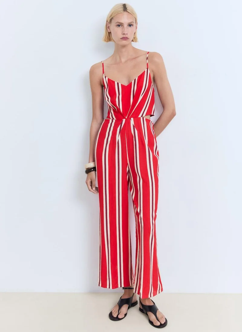 Striped Cut-Out Jumpsuit
