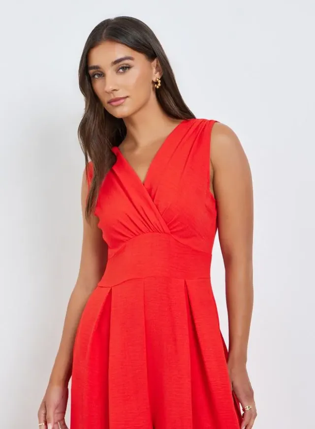 Women's Red V-Neck Sleeveless Maxi Dress – image 2