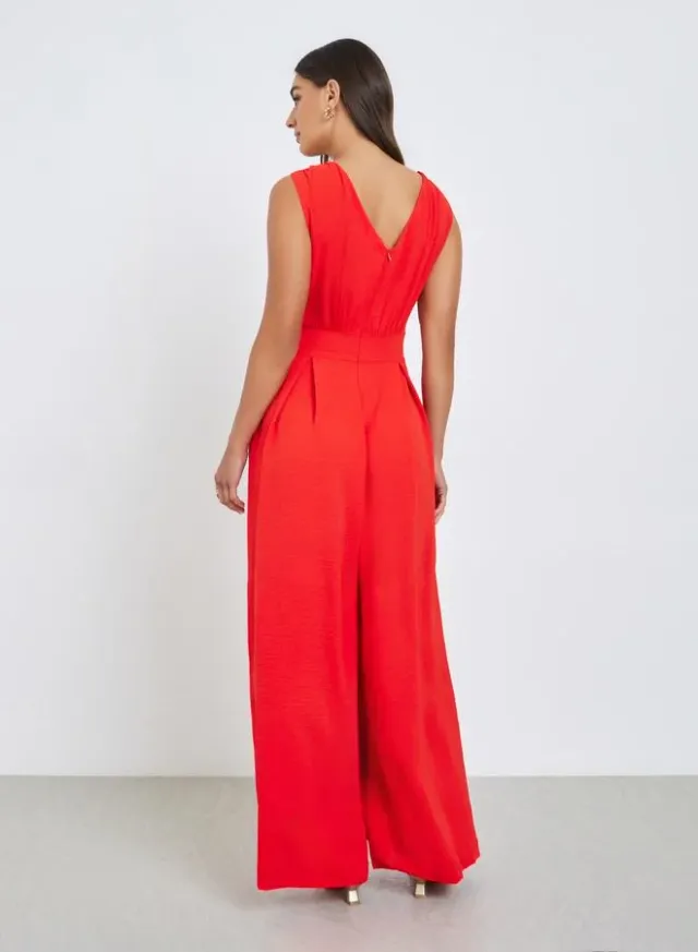 Women's Red V-Neck Sleeveless Maxi Dress – image 4