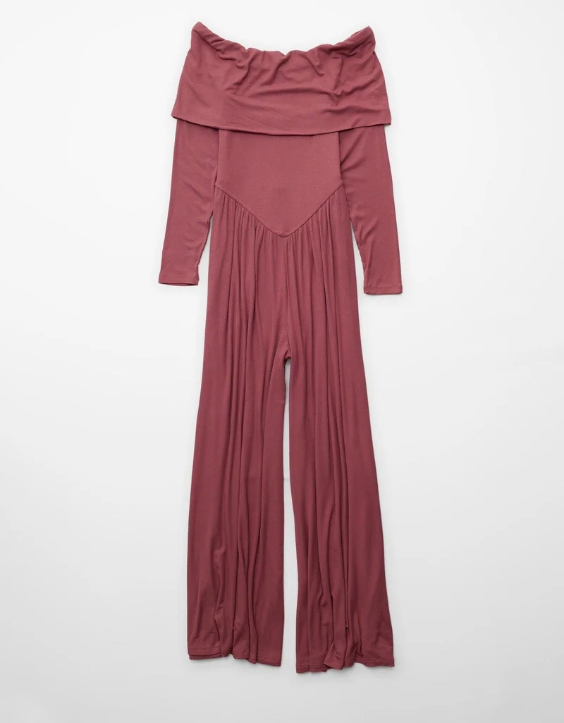 AE Soft & Sexy Long-Sleeve V-Neck Jumpsuit