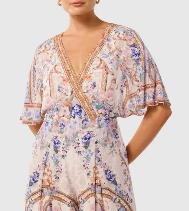 Multi-Printed Flared Jumpsuit with Surplice Neckline and Batwing Sleeves – image 3