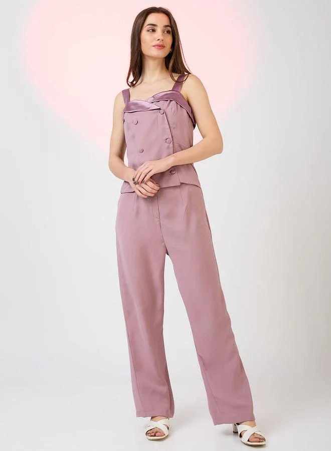 Sweetheart Neck Double Breasted Jumpsuit