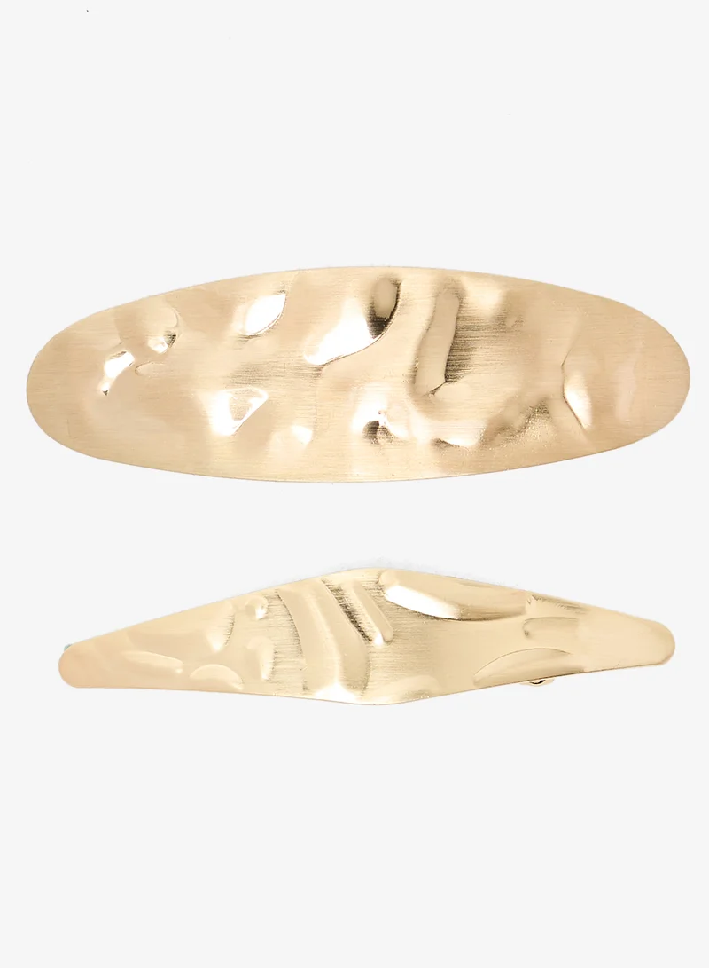 2PK Metallic Chunky Gold Statement Hairclips
