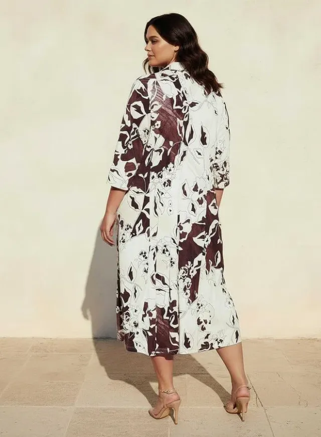 Ulla Popken Plus Size Printed A-Line Collared Dress – image 4