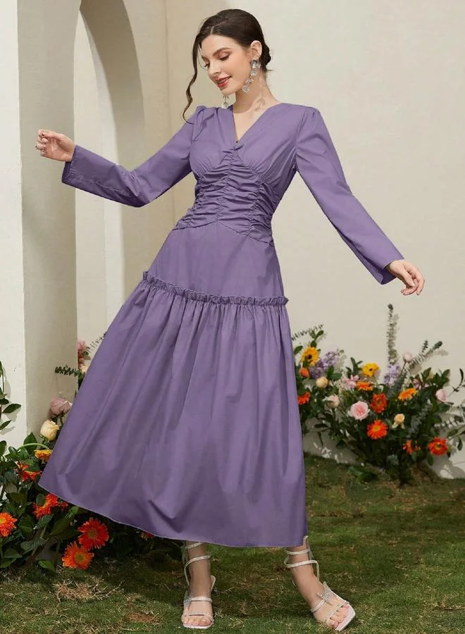 Ruched Front Maxi Dress Purple