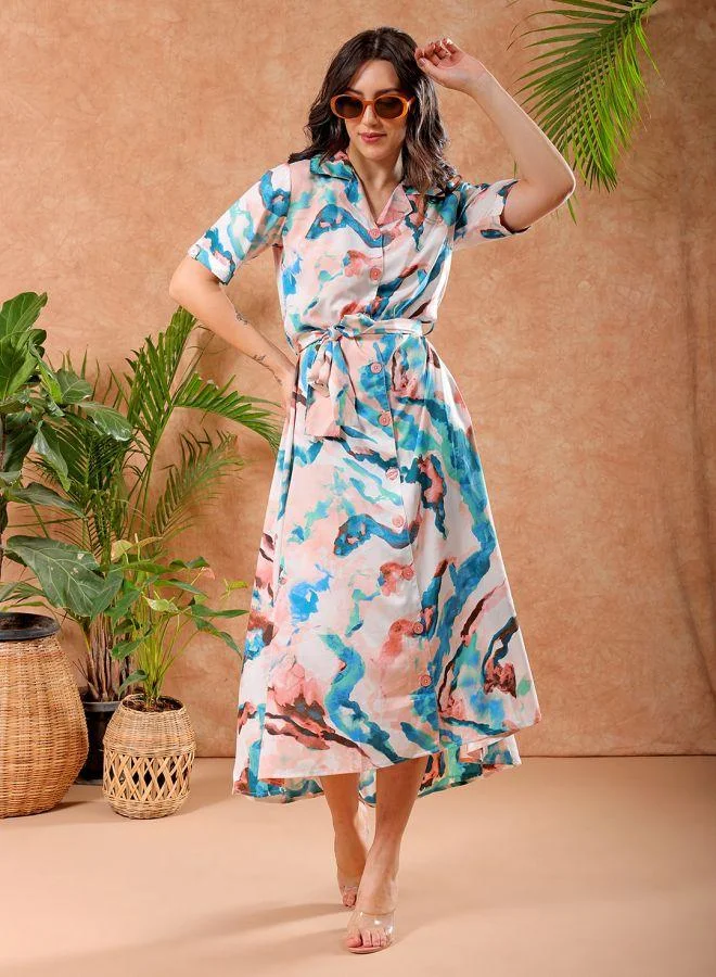 Women's A-Line Abstract Print Casual Long Dress