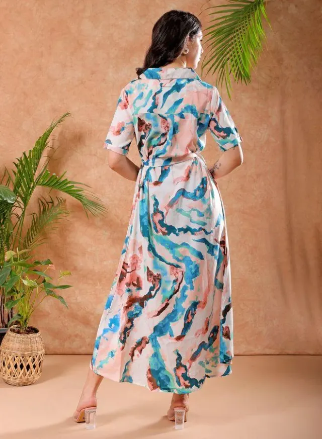 Women's A-Line Abstract Print Casual Long Dress – image 2