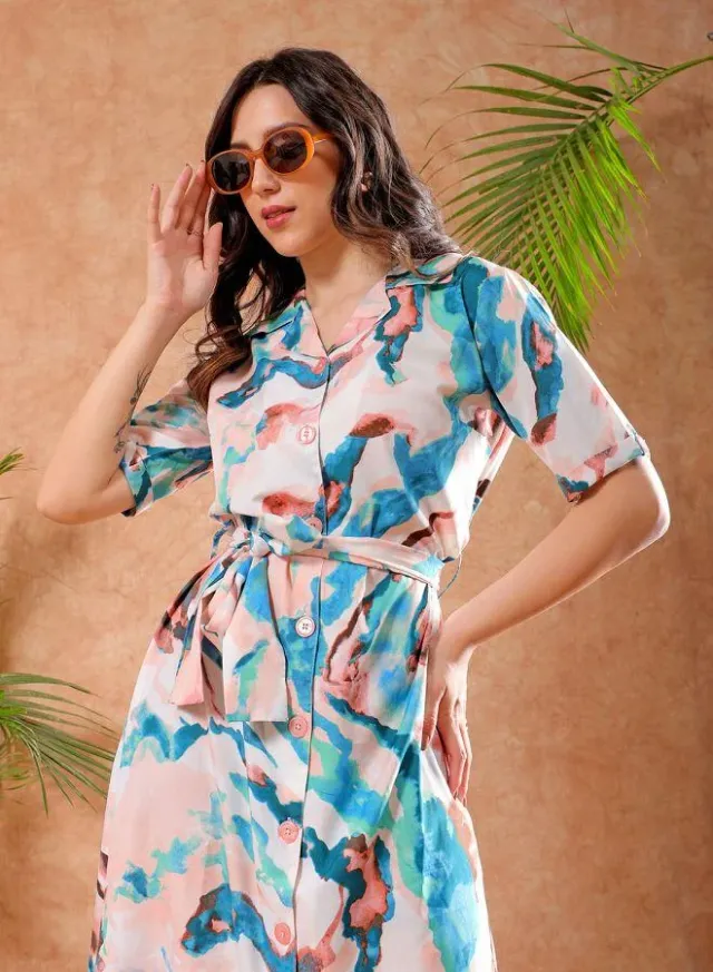 Women's A-Line Abstract Print Casual Long Dress – image 6