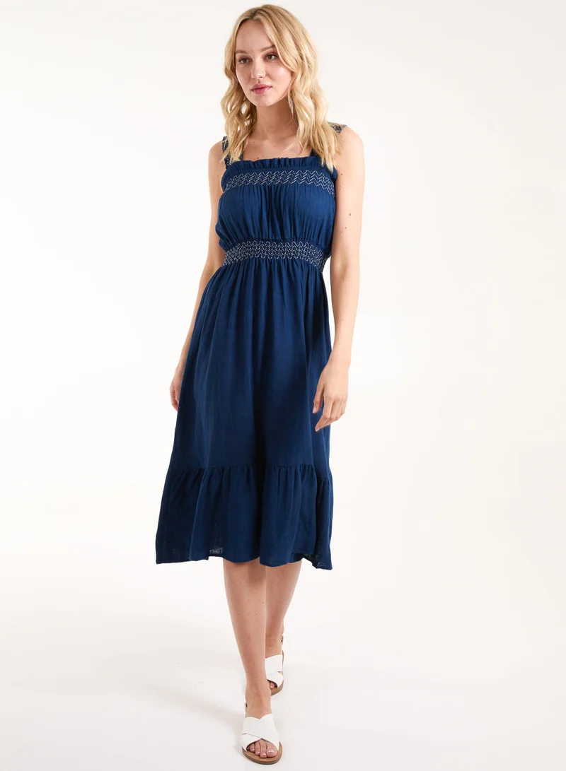 Shirred Midi Dress
