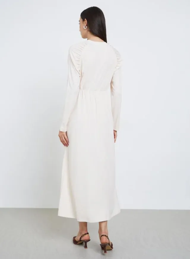 Belted Round Neck Knitted Midi Dress – image 4