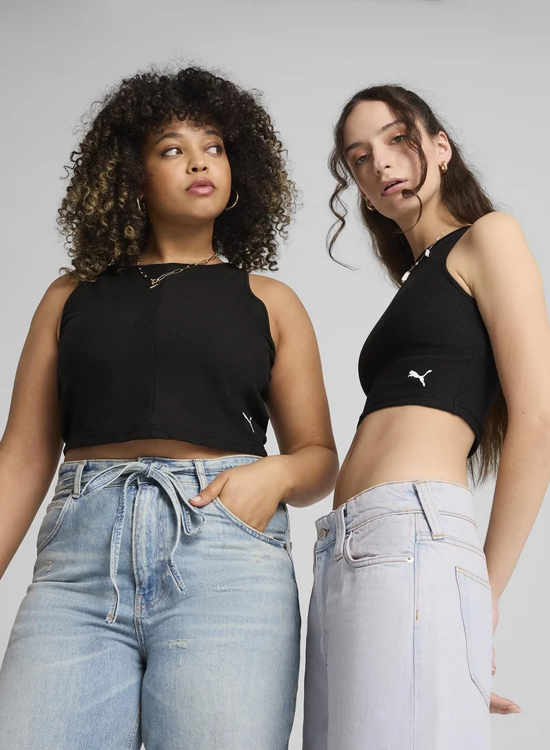 Ribbed Cropped T-Shirt