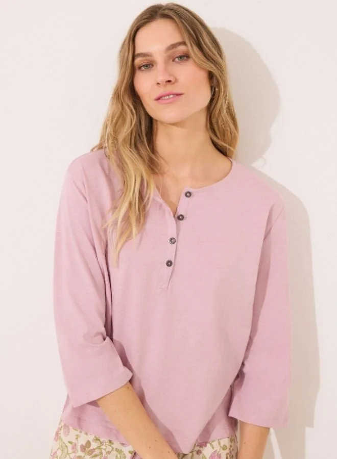 Cotton Long Sleeve T-Shirt Pink