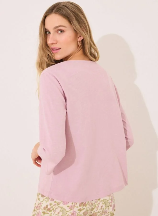 Cotton Long Sleeve T-Shirt Pink