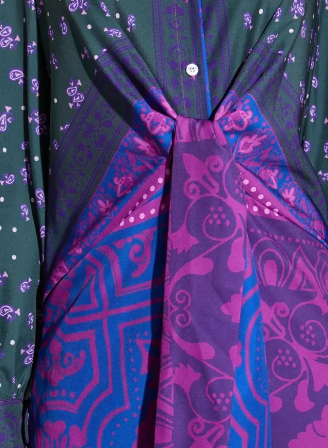 All Over Print Tie-Waist Midi Dress, Purple – image 4