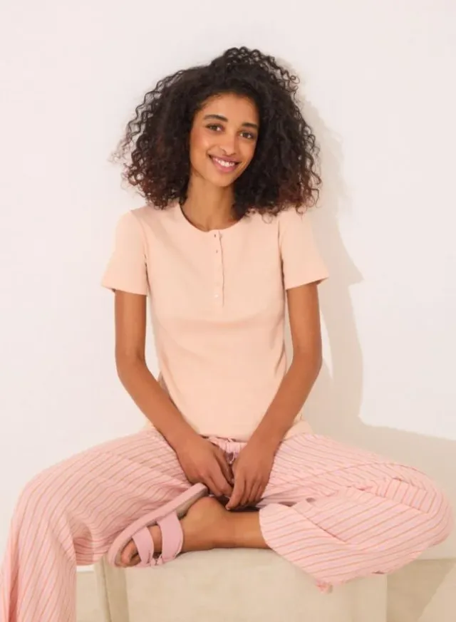 Ribbed Short Sleeve T-Shirt Orange – image 4