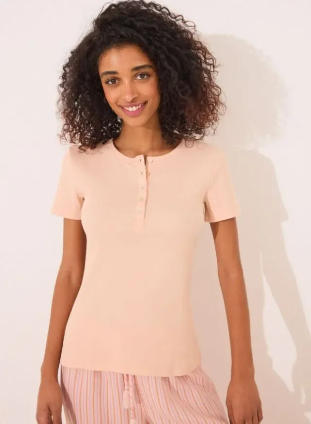 Ribbed Short Sleeve T-Shirt Orange – image 5