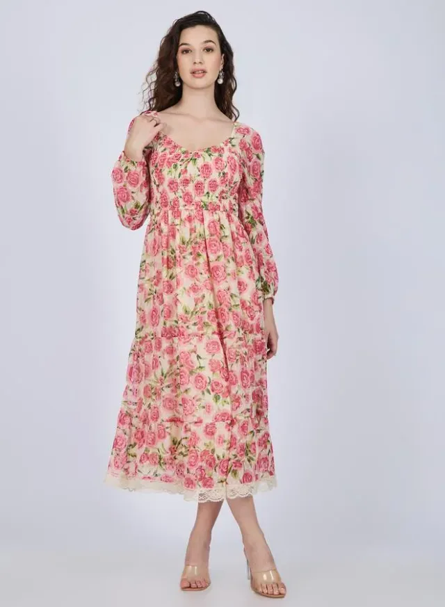 Floral Tiered Midi Dress Multi – image 6