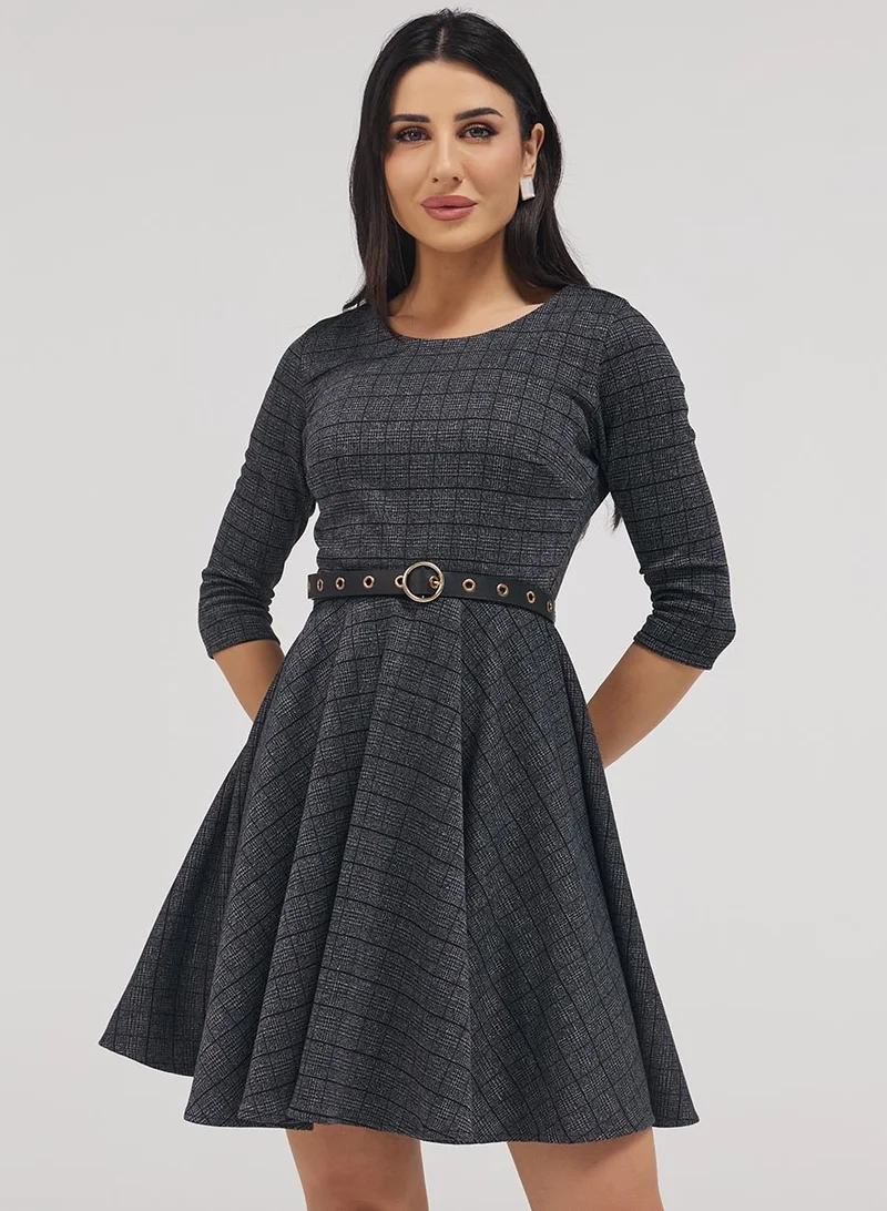 Gingham Scoop Neck Skater Dress