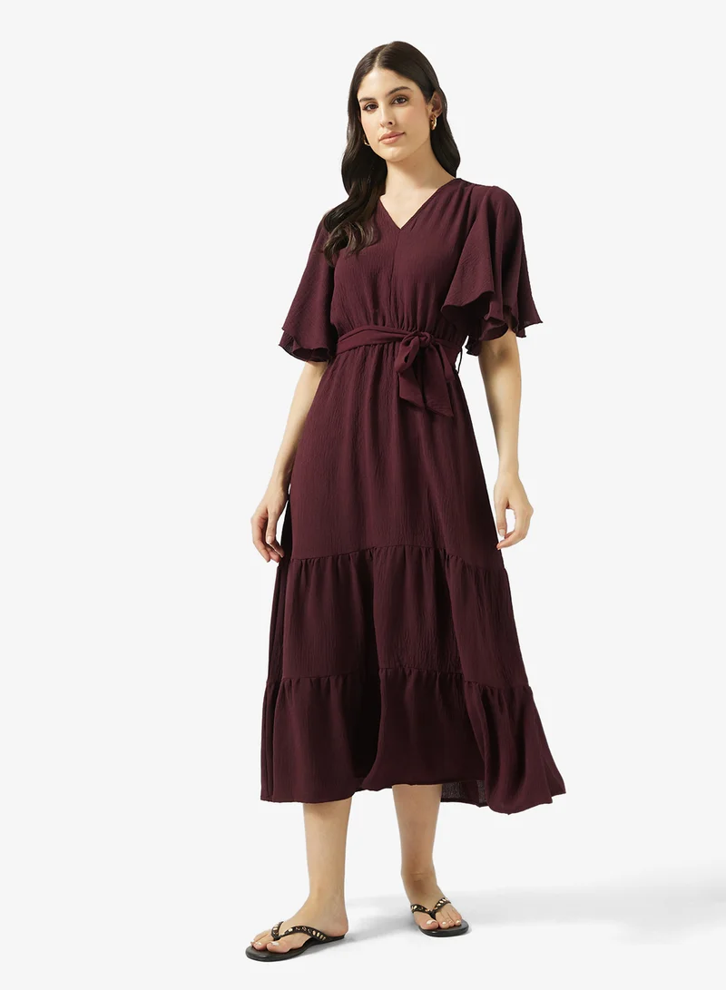 Women's Ruffle Sleeve Long Dress