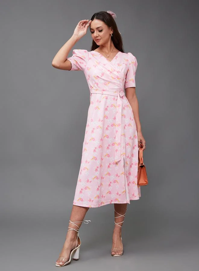 Floral Wrap Midi Dress