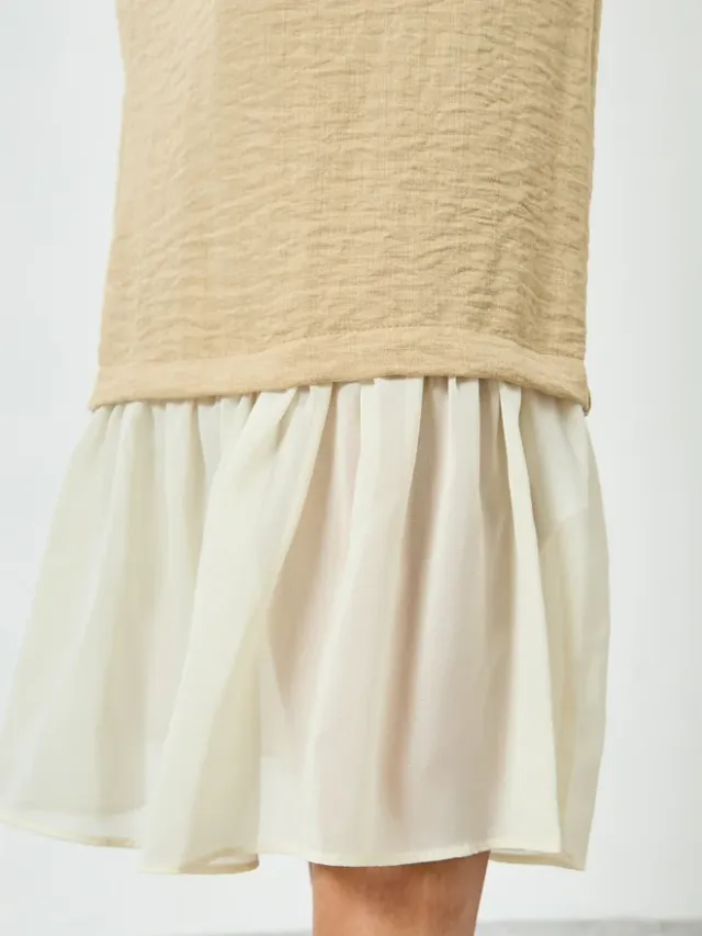 Sleeveless Mermaid Hem Maxi Dress Beige – image 6