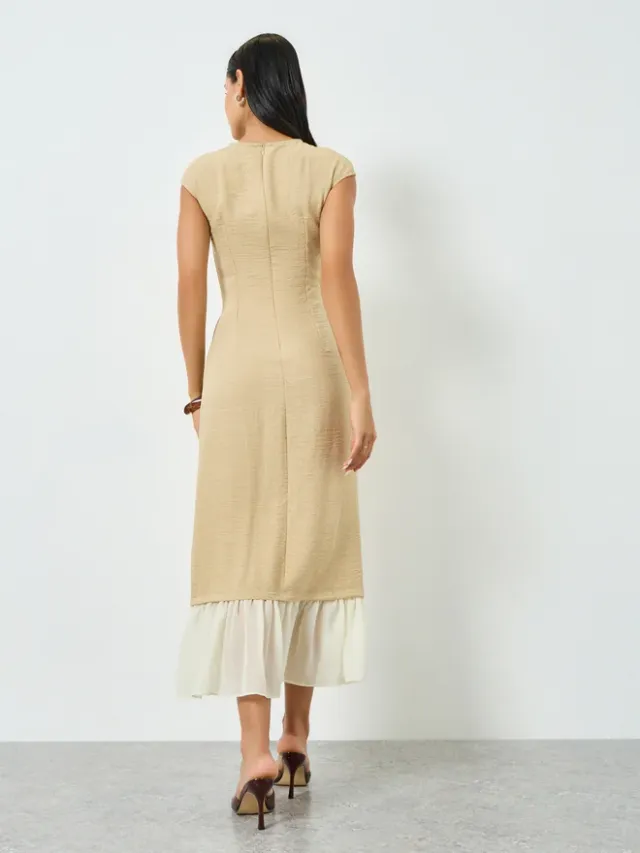 Sleeveless Mermaid Hem Maxi Dress Beige – image 7