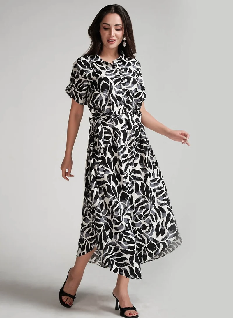Printed Midi Shirt Dress