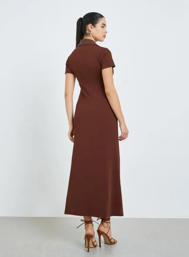 Women's Studded Collar Shirt Maxi Dress – image 4