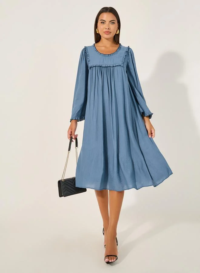 Ruffled Long Sleeve Dress