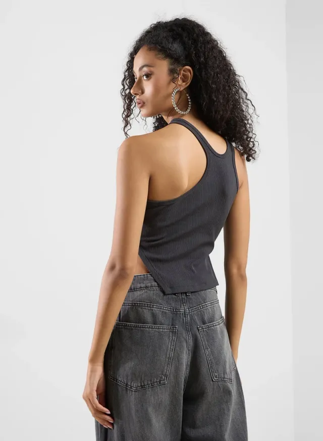 Asymmetric Ribbed Cropped Tank Top for Women – image 2