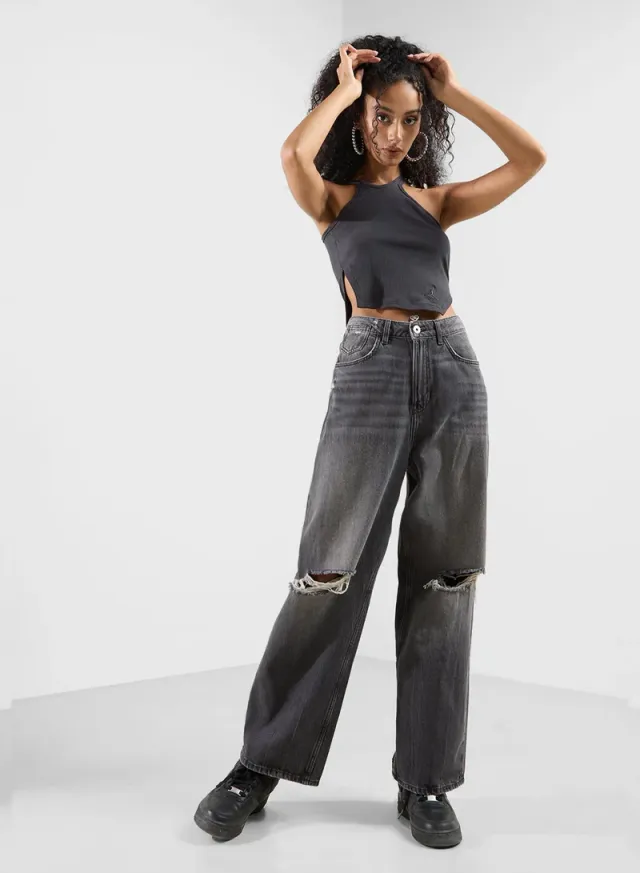 Asymmetric Ribbed Cropped Tank Top for Women – image 4