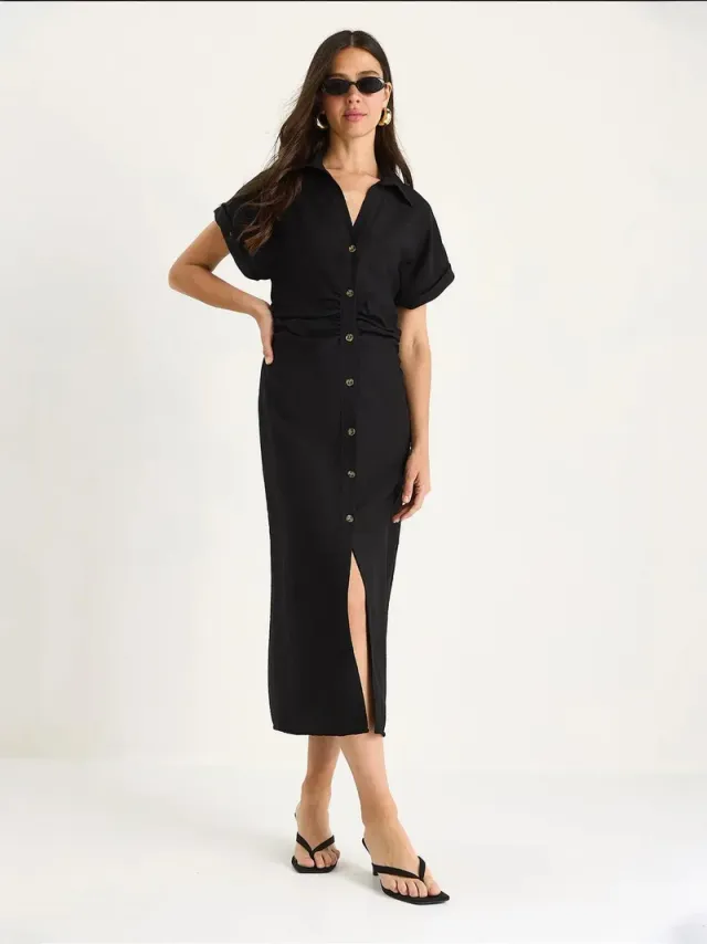 LUCCI V-neck Button-Front Midi Dress – image 4