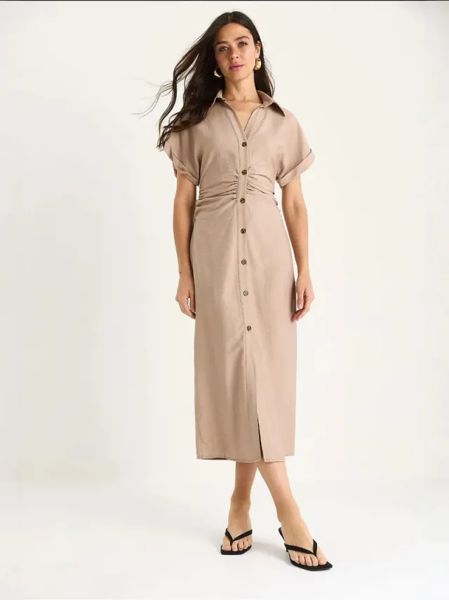 LUCCI V-neck Button-Front Midi Dress – image 4