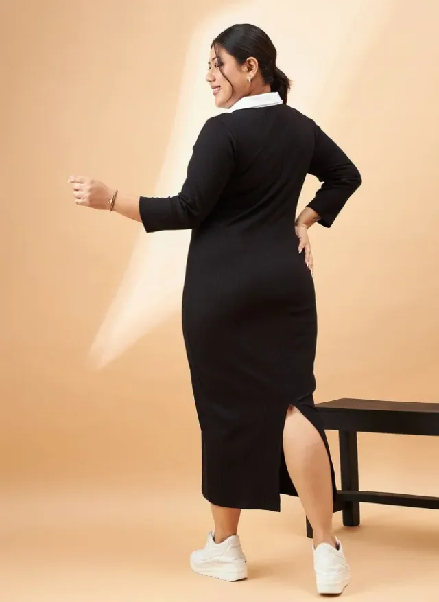 Women's Sheath Midi Dress Black – image 4