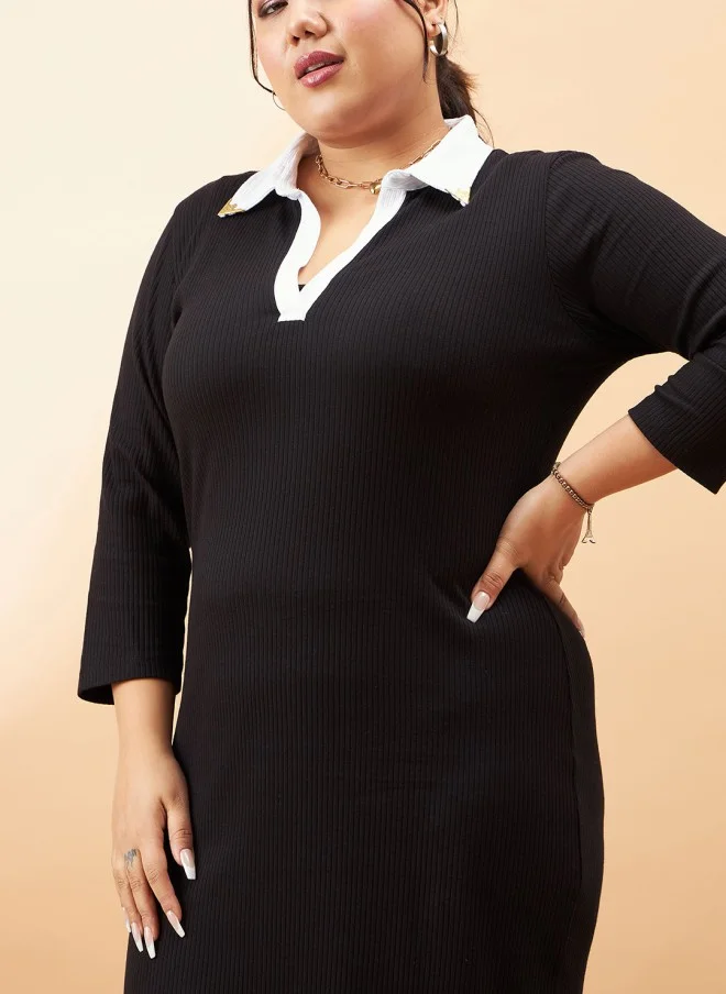 فستان ميدي أسود نسائي