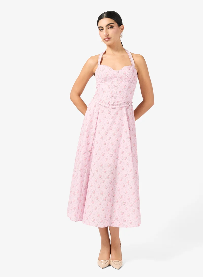 Halter Neck Printed Dress