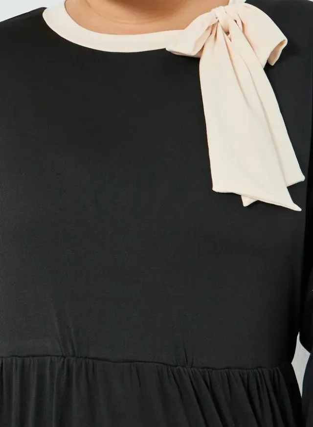 Plus Size A-Line Bow-Detail Maxi Dress Black – image 4