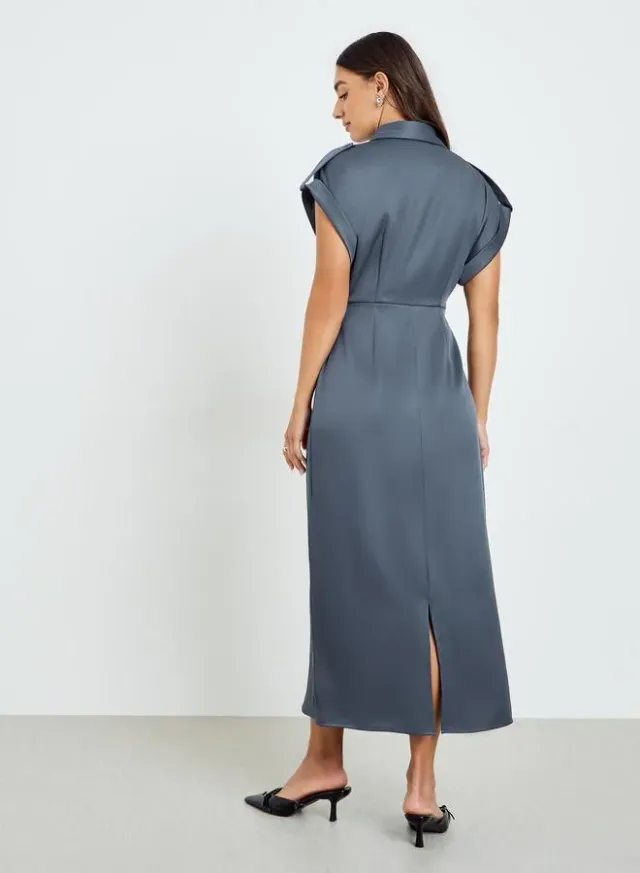 Sleeveless Midi Dress Grey – image 5
