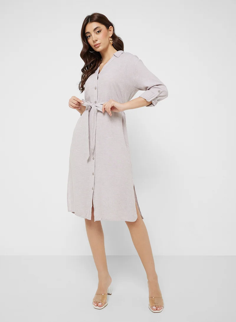 Belted Shirtwaist Dress