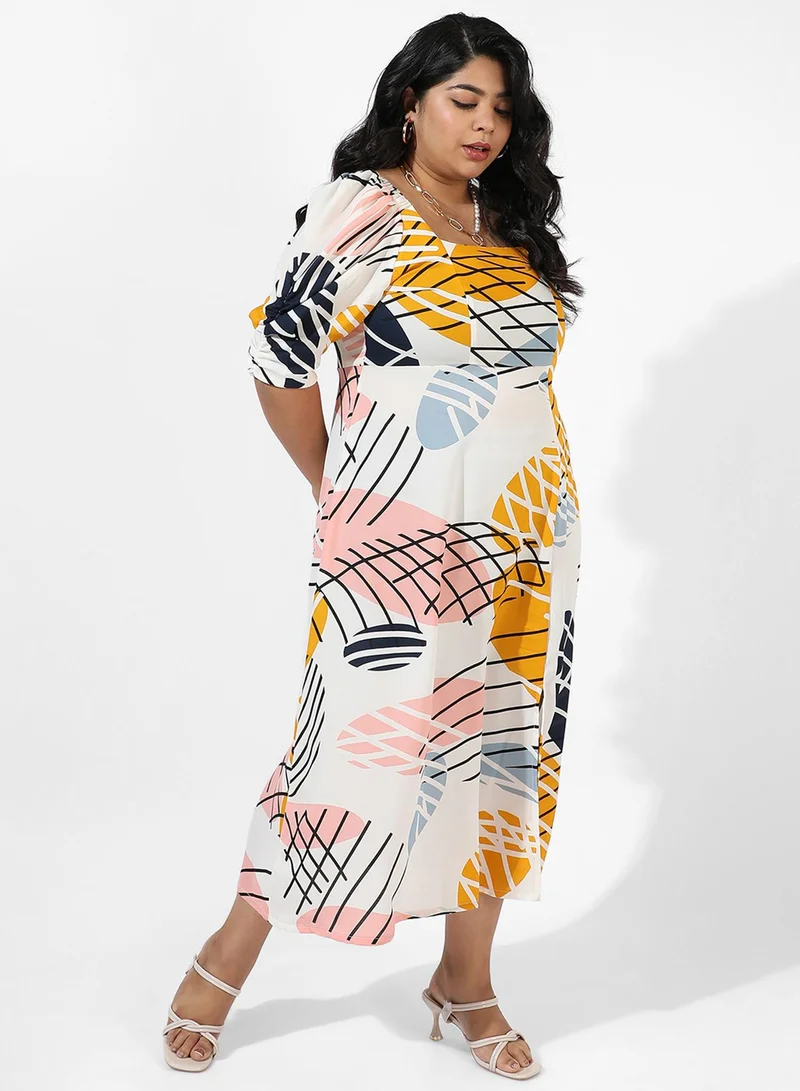 Women's Botanical Print Dress White