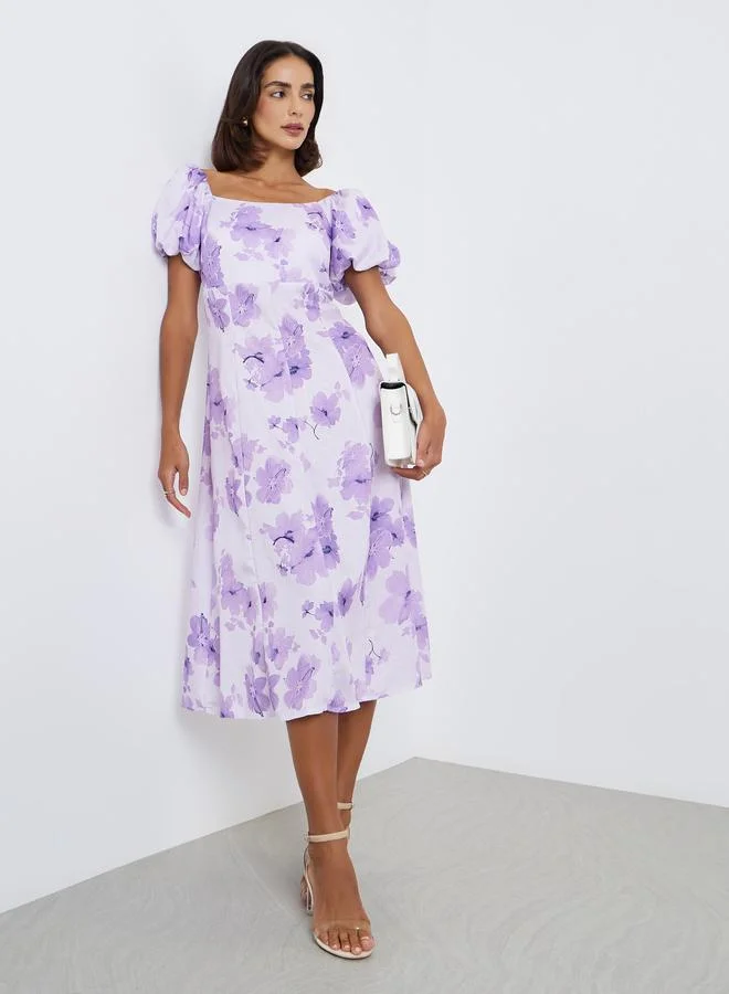 Women's Floral Midi A-Line Dress