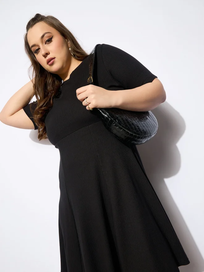 Ribbed Fit & Flare Dress
