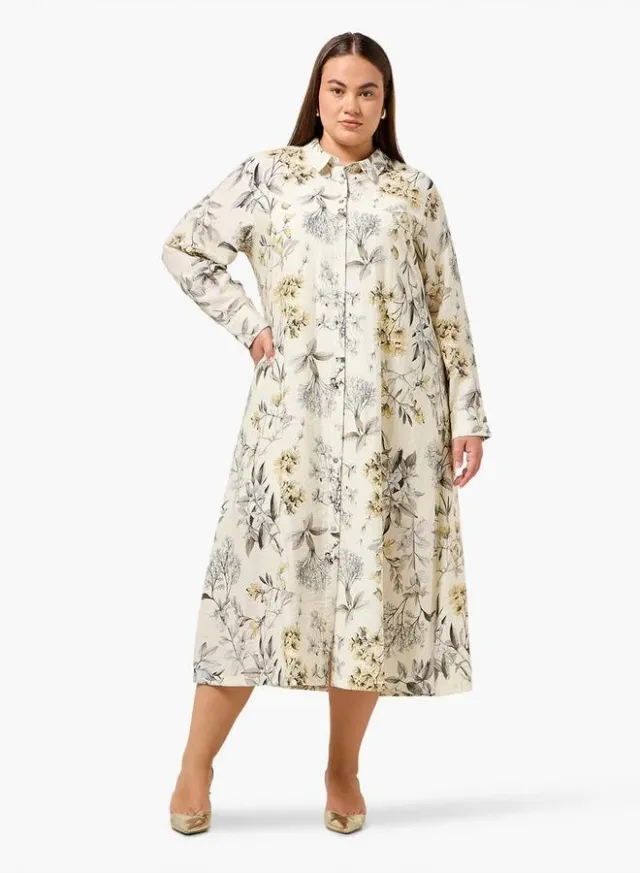 Ulla Popken Plus Size Floral Print Button-Down Shirt Dress – image 2
