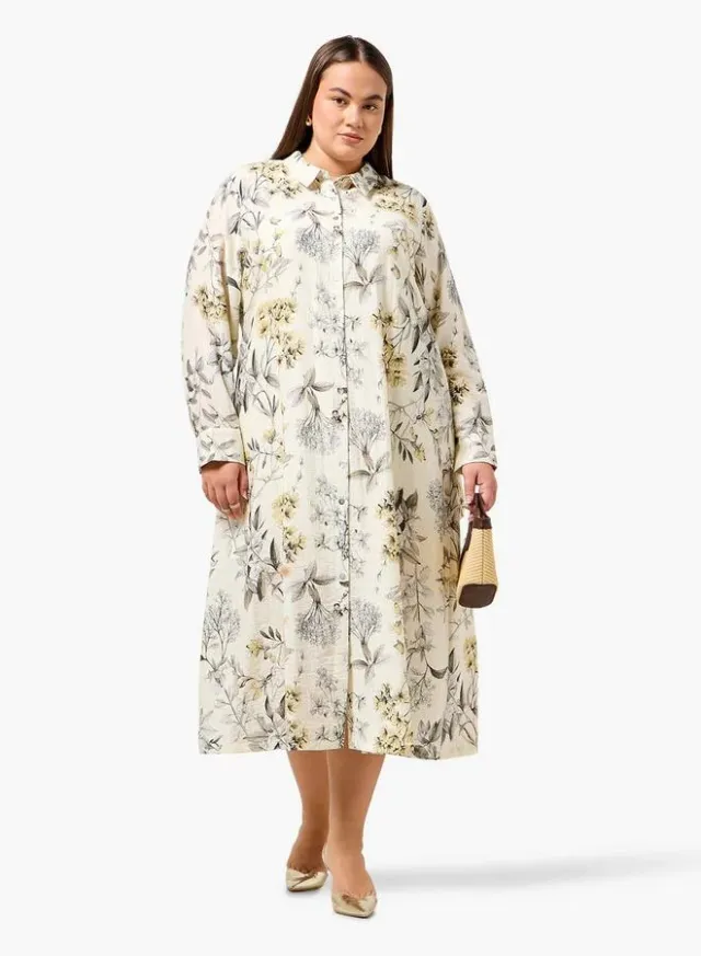 Ulla Popken Plus Size Floral Print Button-Down Shirt Dress – image 4